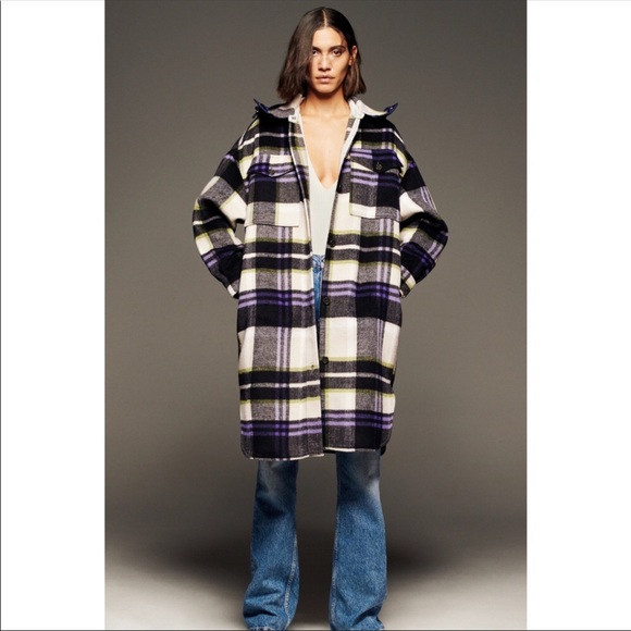 Zara hooded plaid over-shirt - Picture 3 of 12